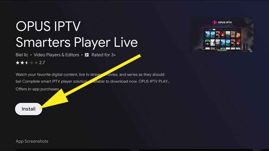 Install OPUS smaters IPTV player on Android TV