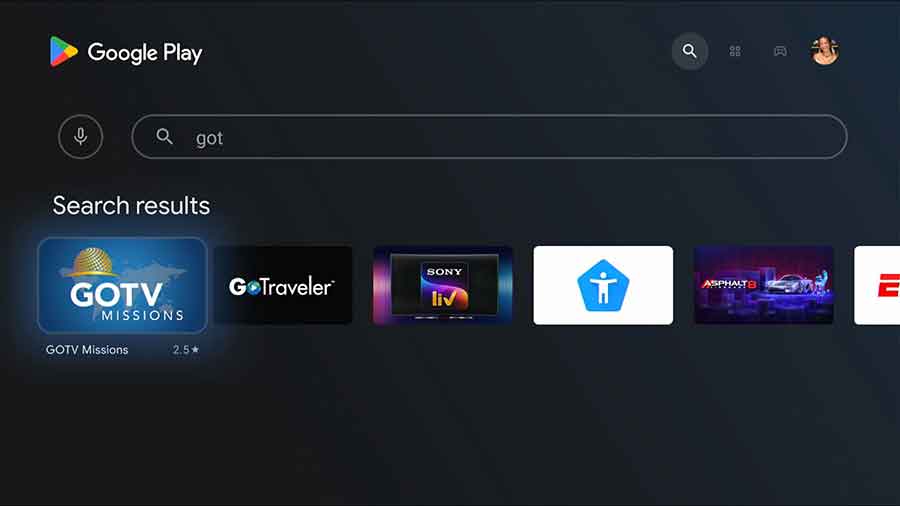 GOTV Missions app for Android TV