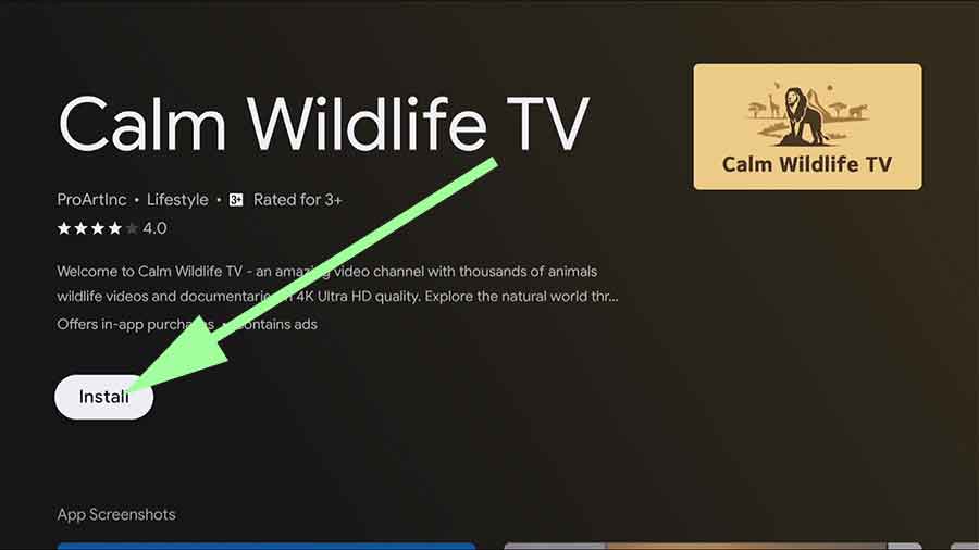 Install Calm Wildlife TV app on Android TV