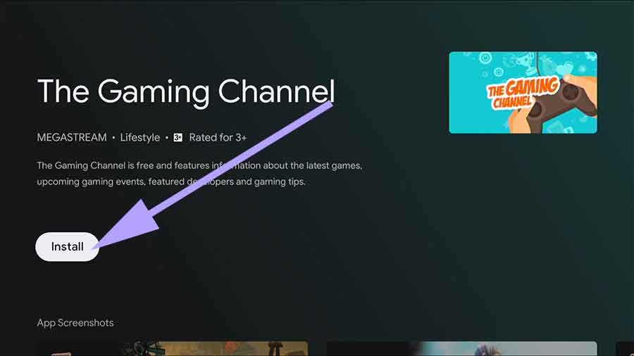 Install Gaming videos and tips app on Android TV