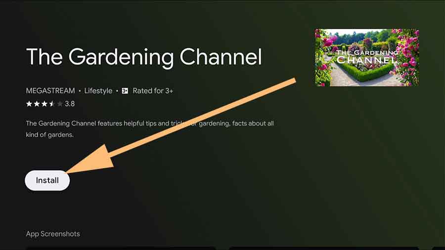 Install Gardening Channel on Android TV