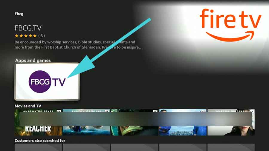 Select FBCG app from app store - Fire TV