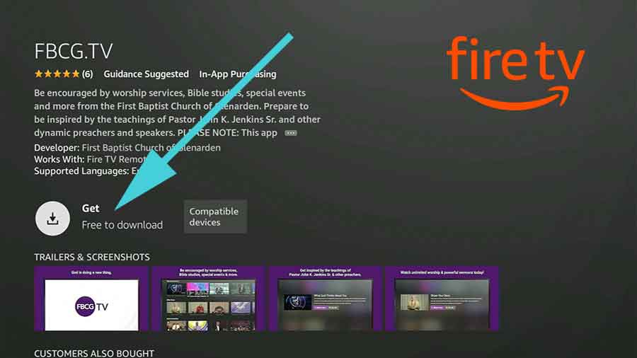 install FBCG Bible studies app on Fire TV