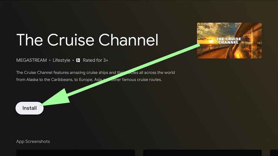 Install the cruise channel on Android TV