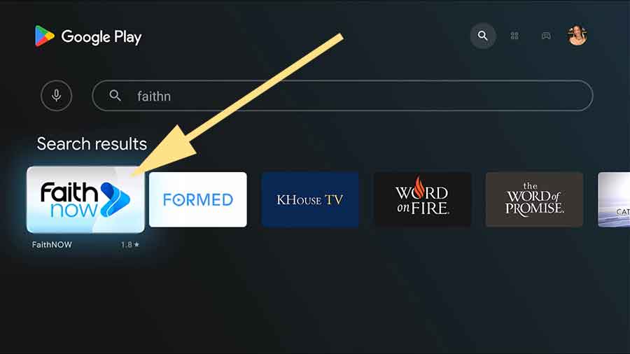 Install Faith TV app on Android TV