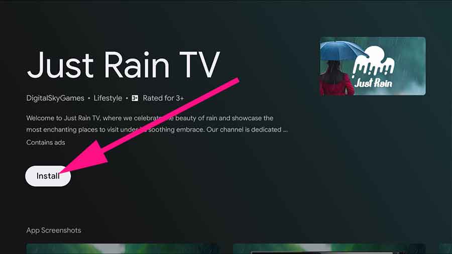 Install Just Rain TV app on Android TV