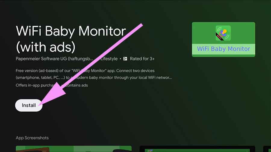 Install Wifi Baby Monitor on Android TV