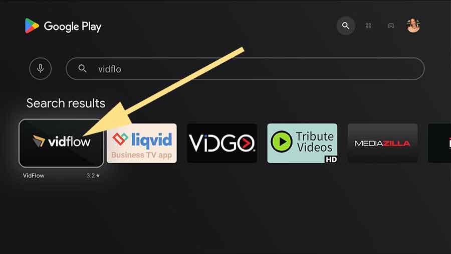 Search Vidflow on Play Store Android TV