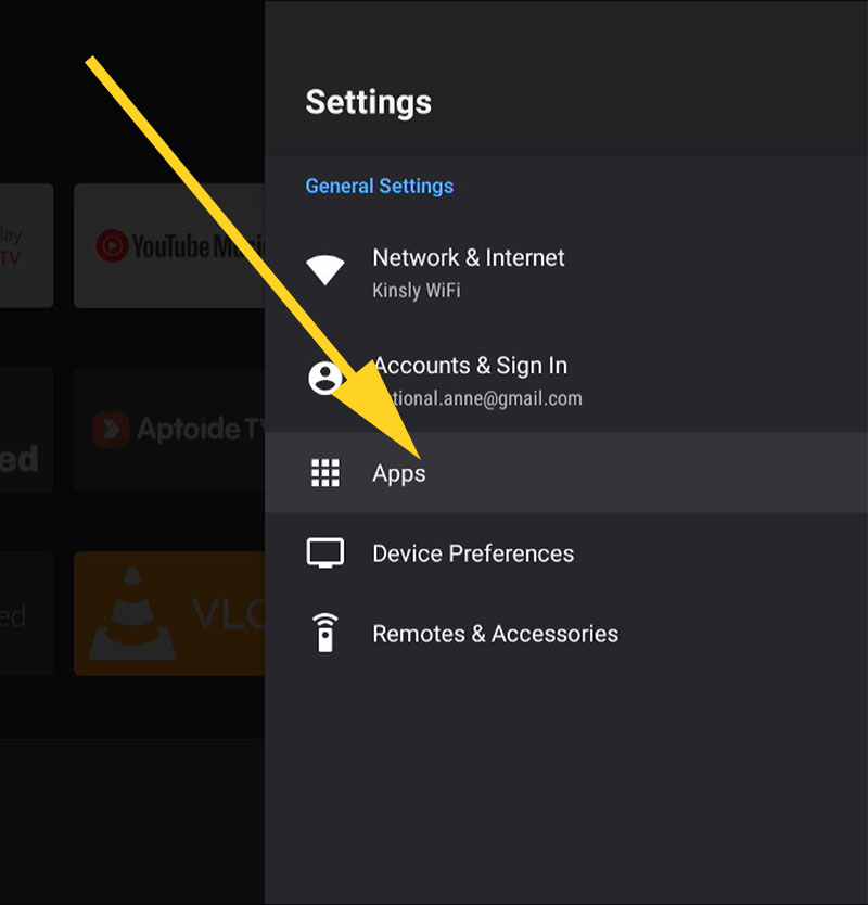 Go to Apps -Android TV and Google TV
