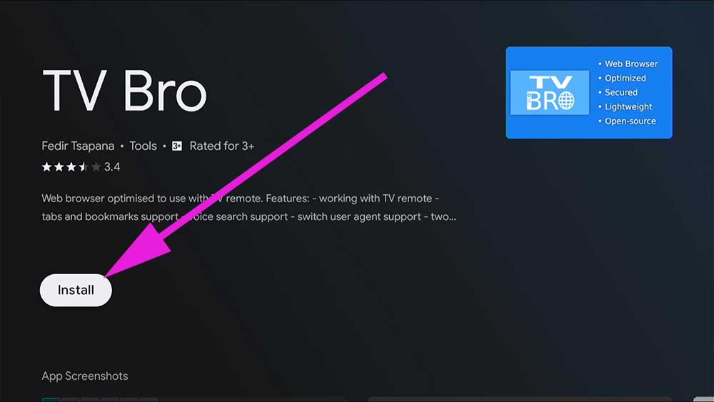 Install TV bro on Android TV and Google TV
